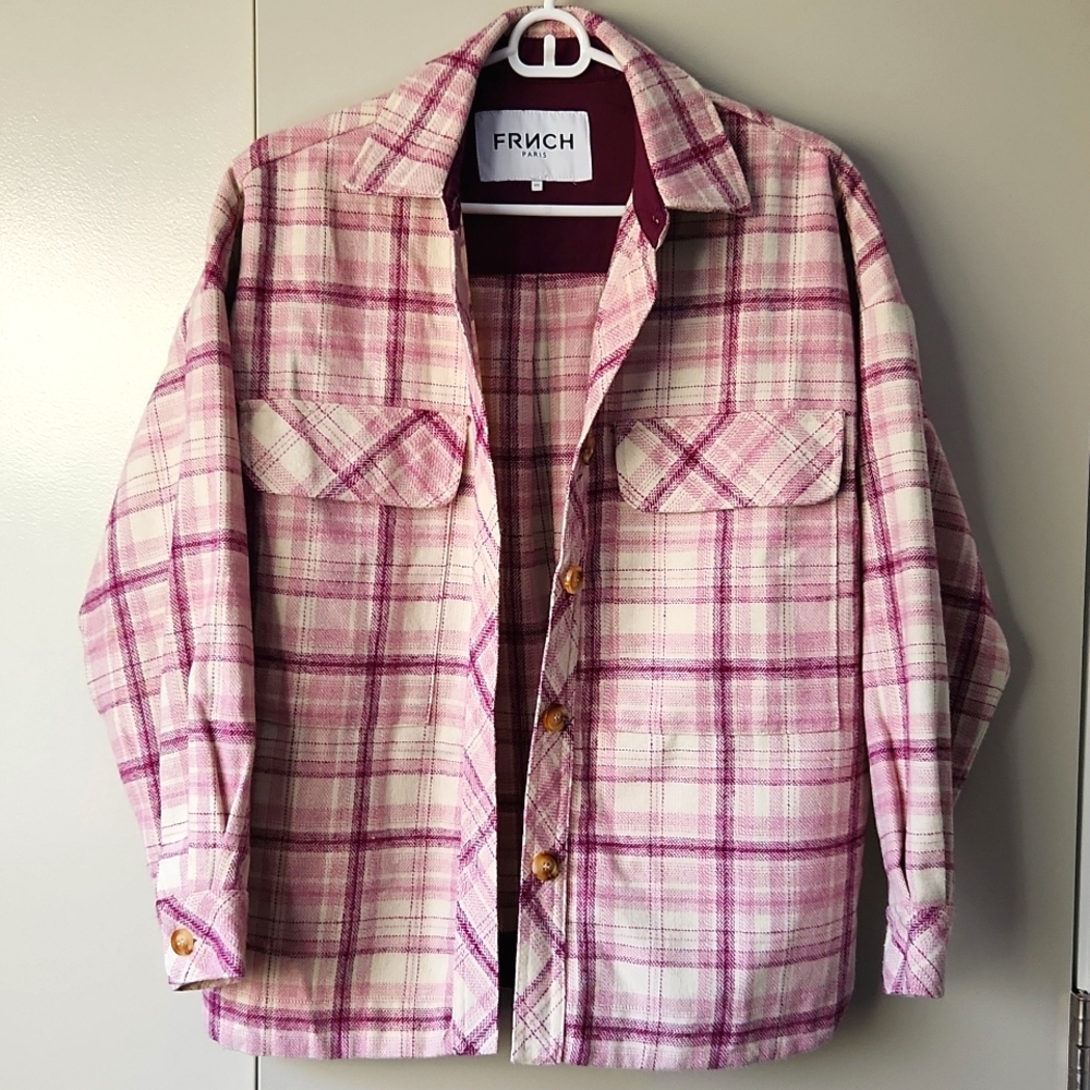FRNCH Lightweight Plaid Shirt Jacket